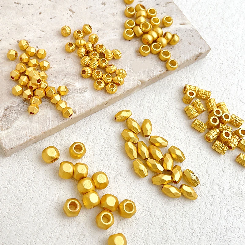 20 Pieces  Brass Plated Matte Gold Frosted Straight Hole Spacer Beads  DIY Jewelry Charm Making Bracelet Necklace Accessories