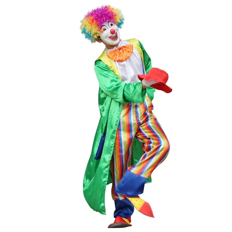 Adult Clowns Costume for Men Cosplay Halloween Masquerade Circus Horror Style Funny Party Performance Clothing