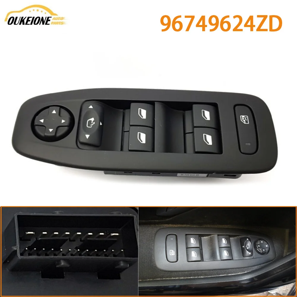 96749624ZD Front Left Driver Side Master Power Window Control Switch for PEUGEOT 208 2008 2013-2018 Car Accessories