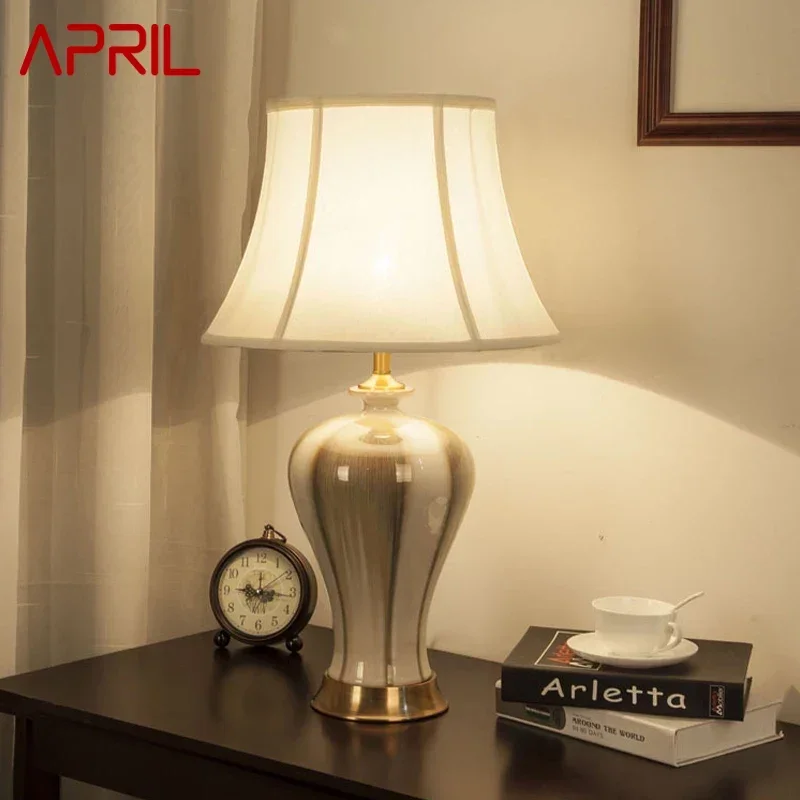 

APRIL Contemporary CeramicTable Lamp Creativity Living Room Bedroom Study Hotel Homestay engineering Desk Light