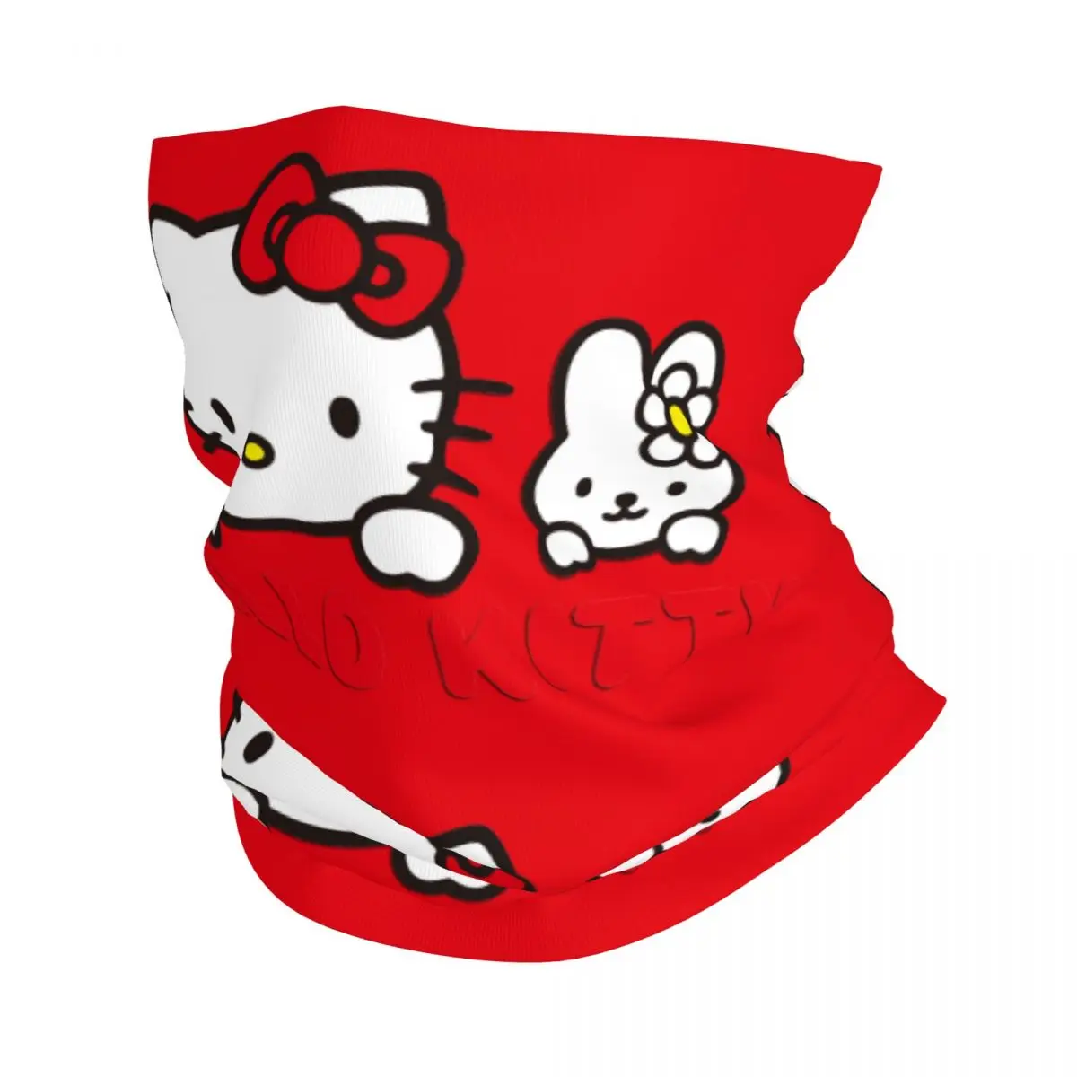 

Custom Hello Kitty Cartoon Bandana Neck Gaiter UV Protection Face Scarf Cover Women Men Headband Tube Balaclava