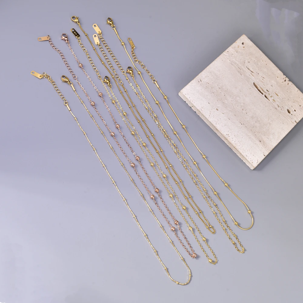 Cross-Border Gold DIY Necklace Chain, Stainless Steel Snake Bone Chain, Round Snake Chain, Jewelry Accessories image 3