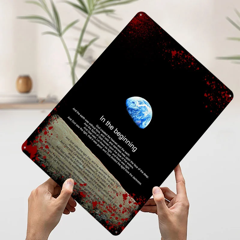 Earthrise Genesis Wall Art Metal Sign Space Poster Garage Decorations Customized Tin Plaque for Man Cave Decor Retro Coffee Bar