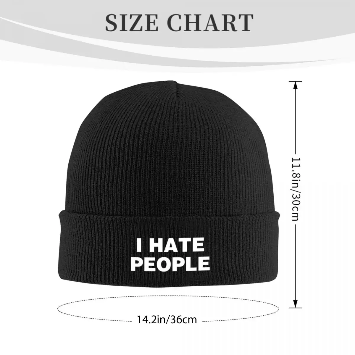 I Hate People Fashionable Acrylic Knit Beanie with Ribbed Design, Warm Winter Hat for Men and Women, Lightweight and Comfortable