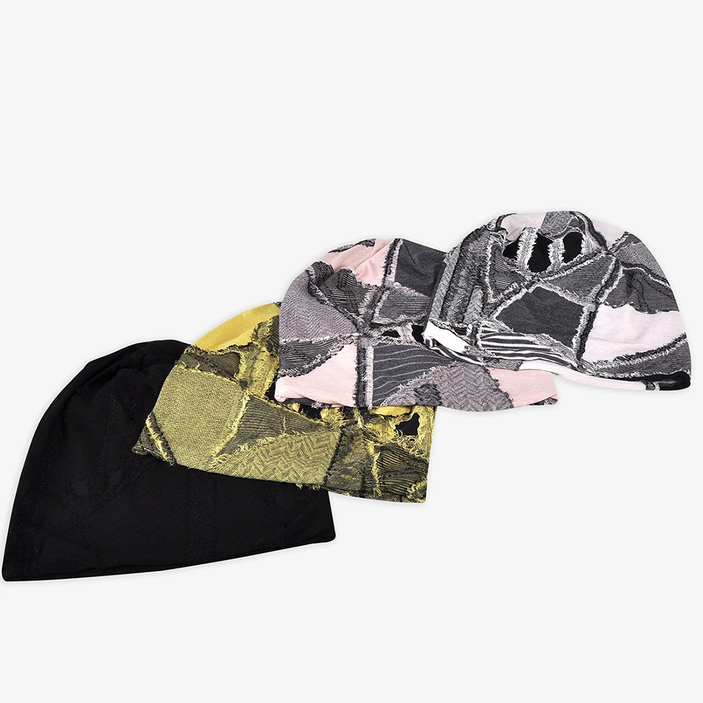 

2Pcs Summer Hat Women Headwear Elastic Beanie Cotton Turban Yellow Soft Breathable Comfortable Sweat Absorbing Multifunctional