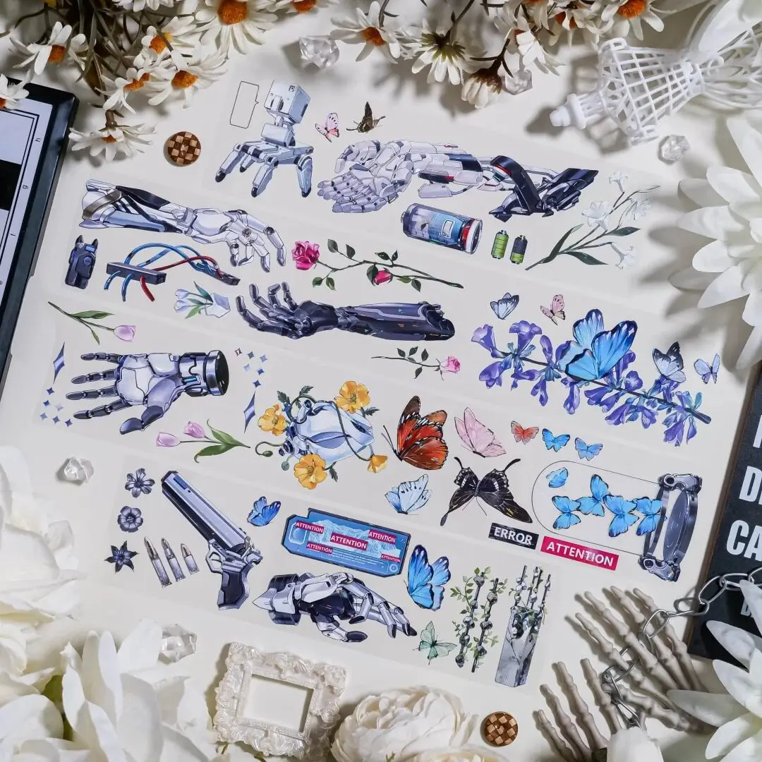 Washi PET Tape for Journal Scrapbooking DIY Flow Card Collage Innocent Boy Mechanical Arm