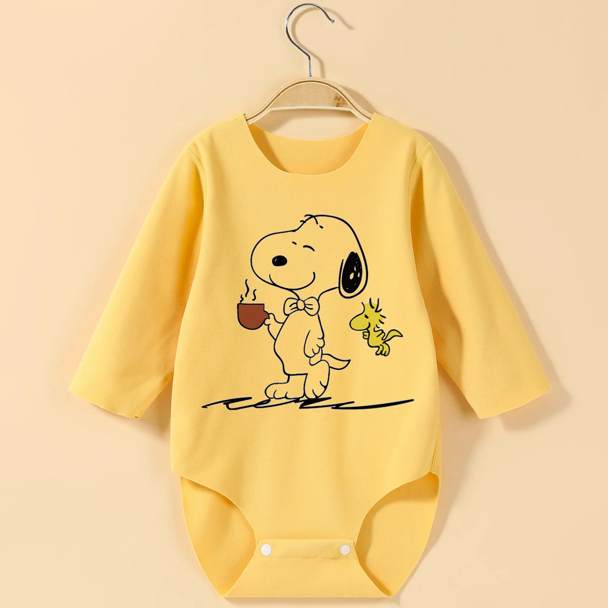 

Have Coffee SNOOPY Cute Print Long Sleeves Baby Bodysuit Onesie for Height 60-90CM Baby Cloths Comfortable Jumpsuit