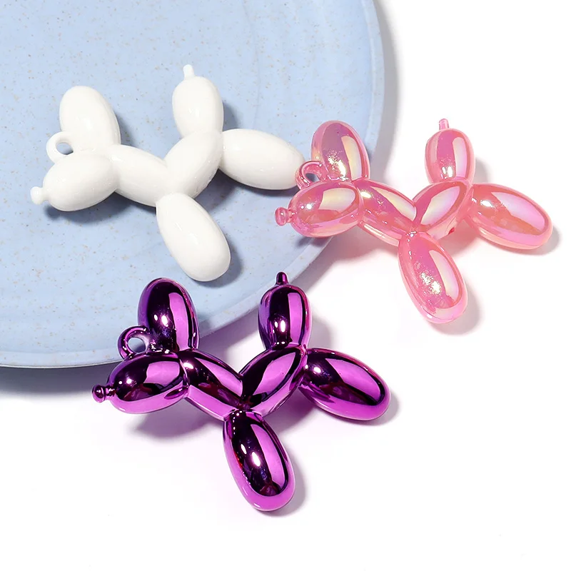 5Pcs/Lot Acrylic Balloon Dog Charms Colorful Pendant Beads for Jewelry Making DIY Necklace Bracelet KeyChains Accessories