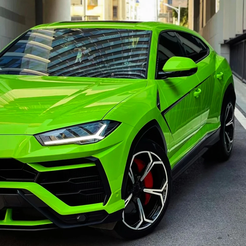 Crystal Glossy Lizard Green PET Wrap Vinyl Film Car Whole Body Protective Cover Sticker DIY Color Decal Auto Tuning Accessories