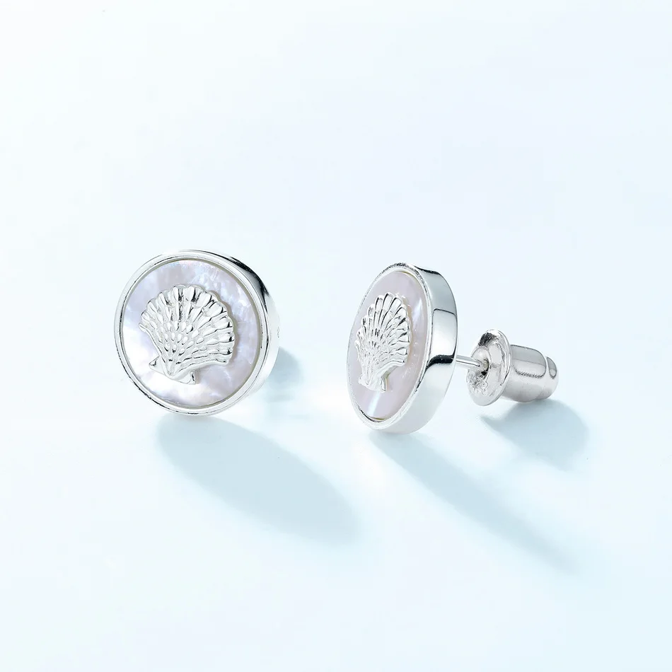 

ALLNOEL Solid 925 Sterling Silver Stud Earrings for Women 10*10mm Shell Unique Exquisite Elegant Anniversary Jewelry Gifts