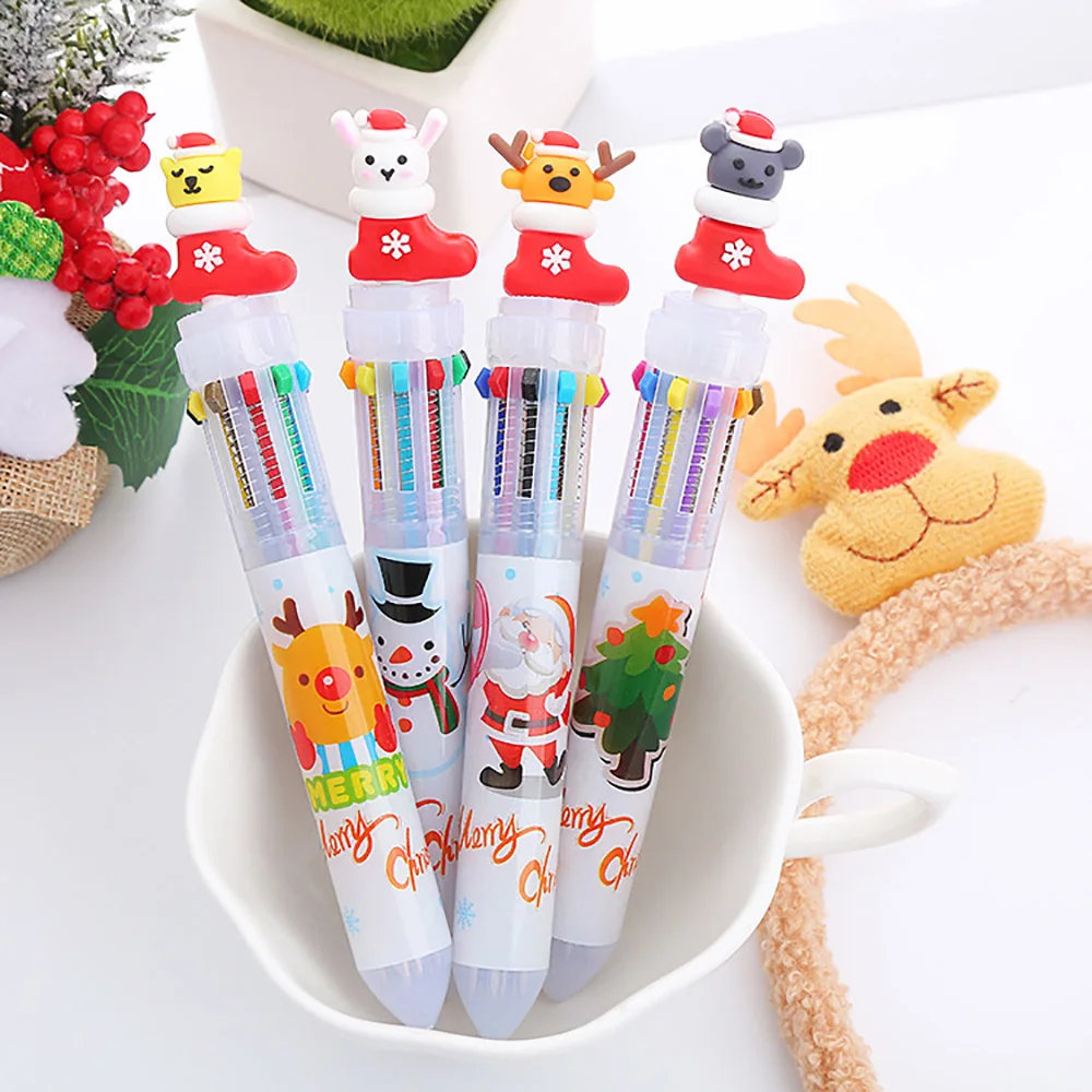 

Multicolored Pens Colorful Refill Xmas Ballpoint Pen Merry Christmas Gifts Stationery Writing Tool Office School Supply
