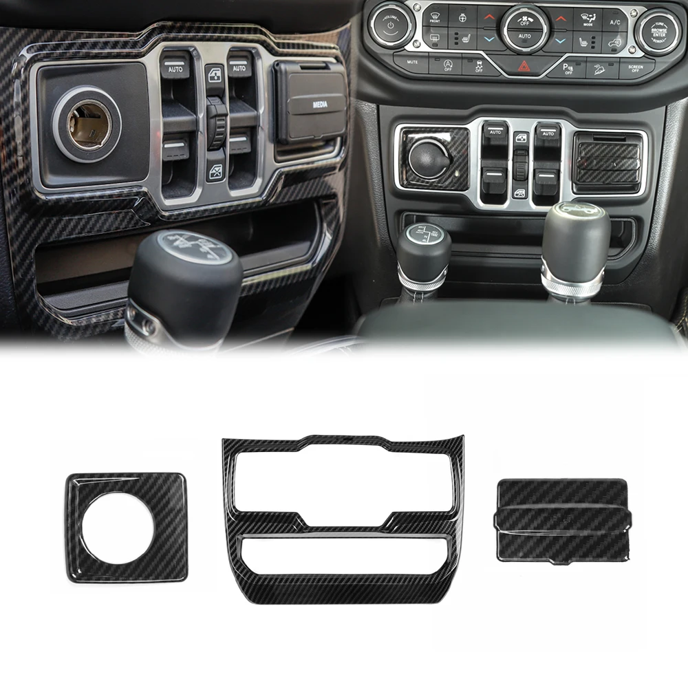 Window Control Panel Decoration Kit for Jeep Wrangler JL Gladiator JT 2018-2023 Lighter USB Trim Cover Car Interior Accessories