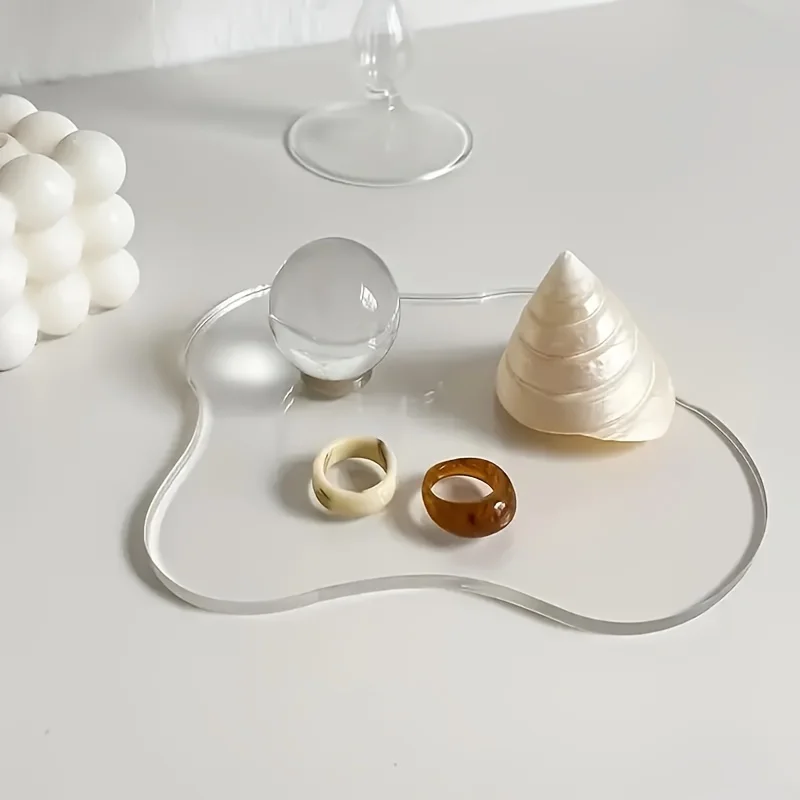 1 abstract cloud shaped acrylic coaster, polished metal finish, versatile jewelry display and coaster