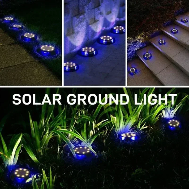 Luz de disco de energía Solar de 12Led para jardín al aire libre, luz subterránea, foco de cubierta, lámpara Led Solar enterrada, decoración de