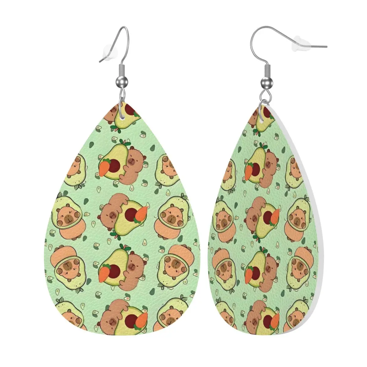 Custom Funny Capybara PVC Leather Earrings Dangle Earrings Jewelry For Women For Wife Mother Gift