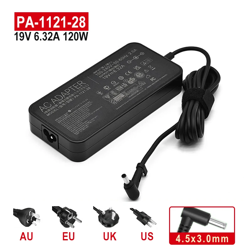 19V 6.32A 120W 4.5*3.0mm AC Adapter Power Laptop Charger For ASUS ROG G501JW UX501J G501VW UX501J R501JW PU500CA PA-1121-28