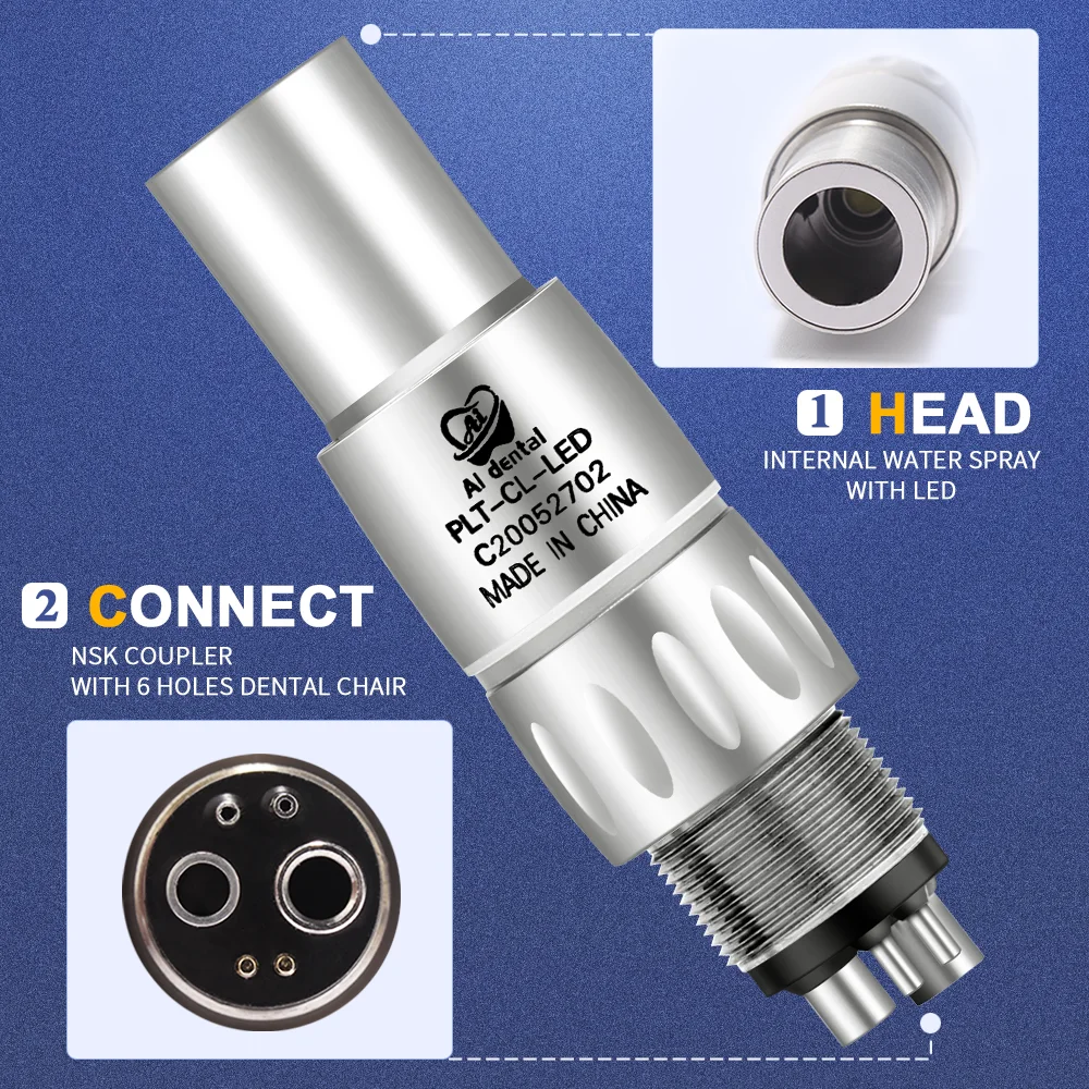 Dental Accessories High Speed Handpiece LED Coupler Connect With  B2 M4 M6 Hole Dentist Units  Air Compressor