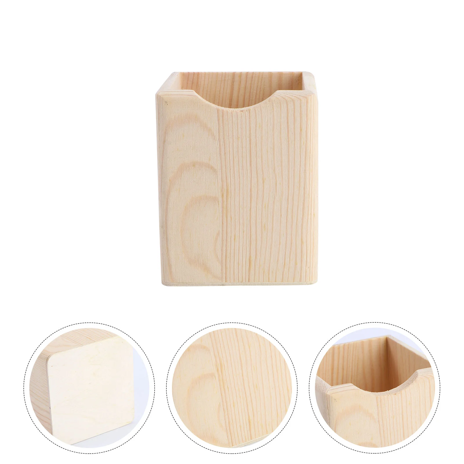 

2 Pcs Wood Container Pencil Holder Stationery Desk Wooden Pot Office Special Case