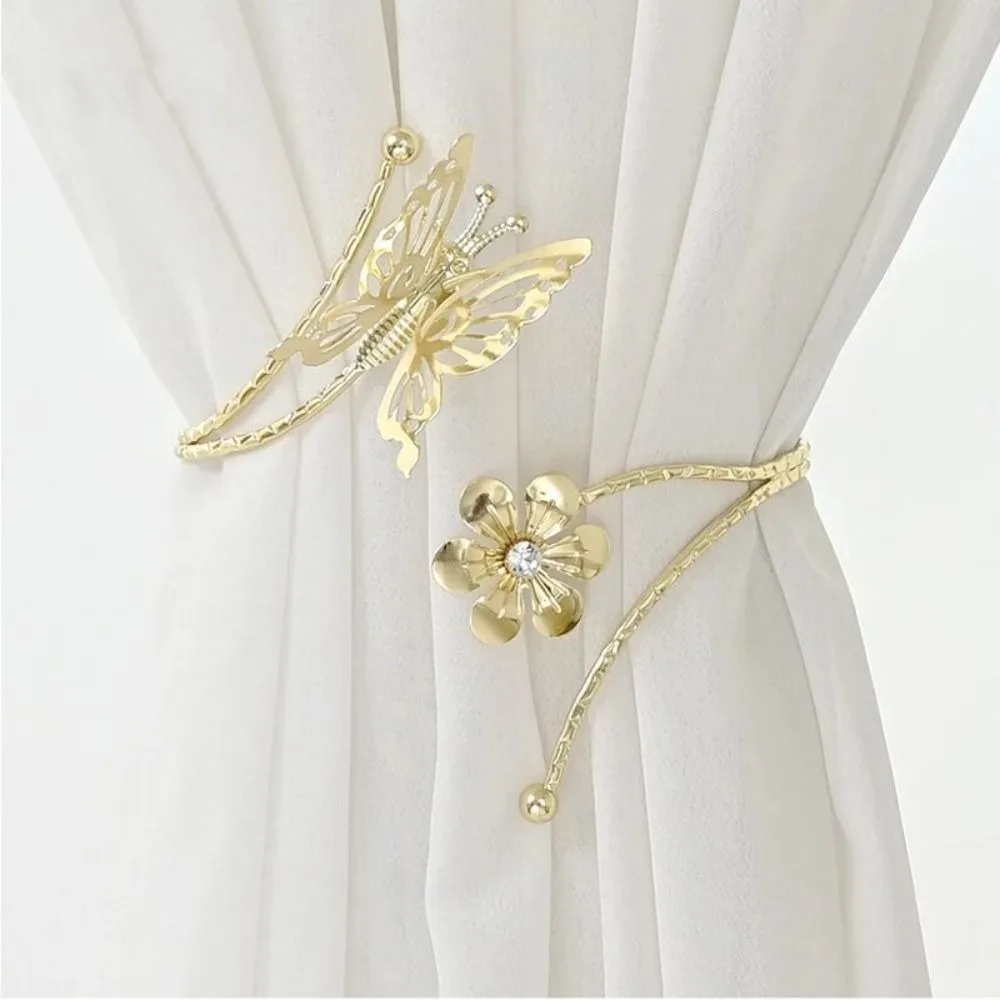 Metal Butterfly Curtain Tieback Exquisite Flower Leaves Shape Curtain Holdback Buckle Beautiful Luxury Curtain Straps Clips