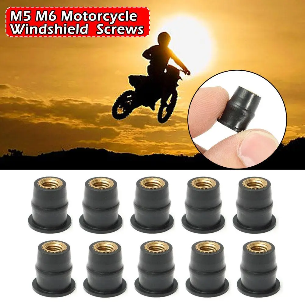 

10pcs M5/M6 Motorcycle Windscreen Windshield Well Nut Screws Universal Screw Fairing Mounting Fastener Bolts Kit Windscreen E7J8