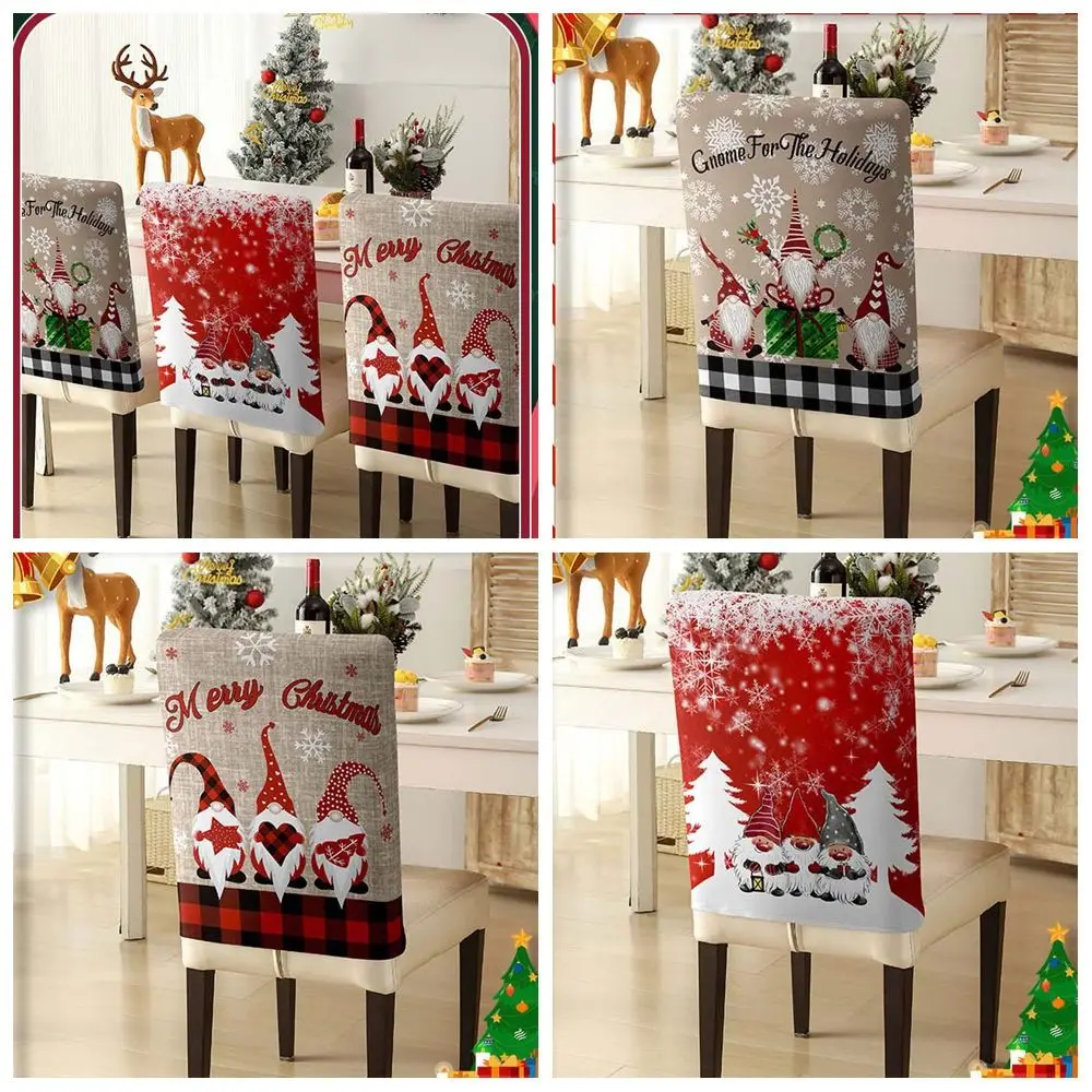 

Cartoon Christmas Chair Cover Plush Ball Soft Xmas Dinner Chair Seat Cover Polyester Fiber Removable Christmas Table Decor