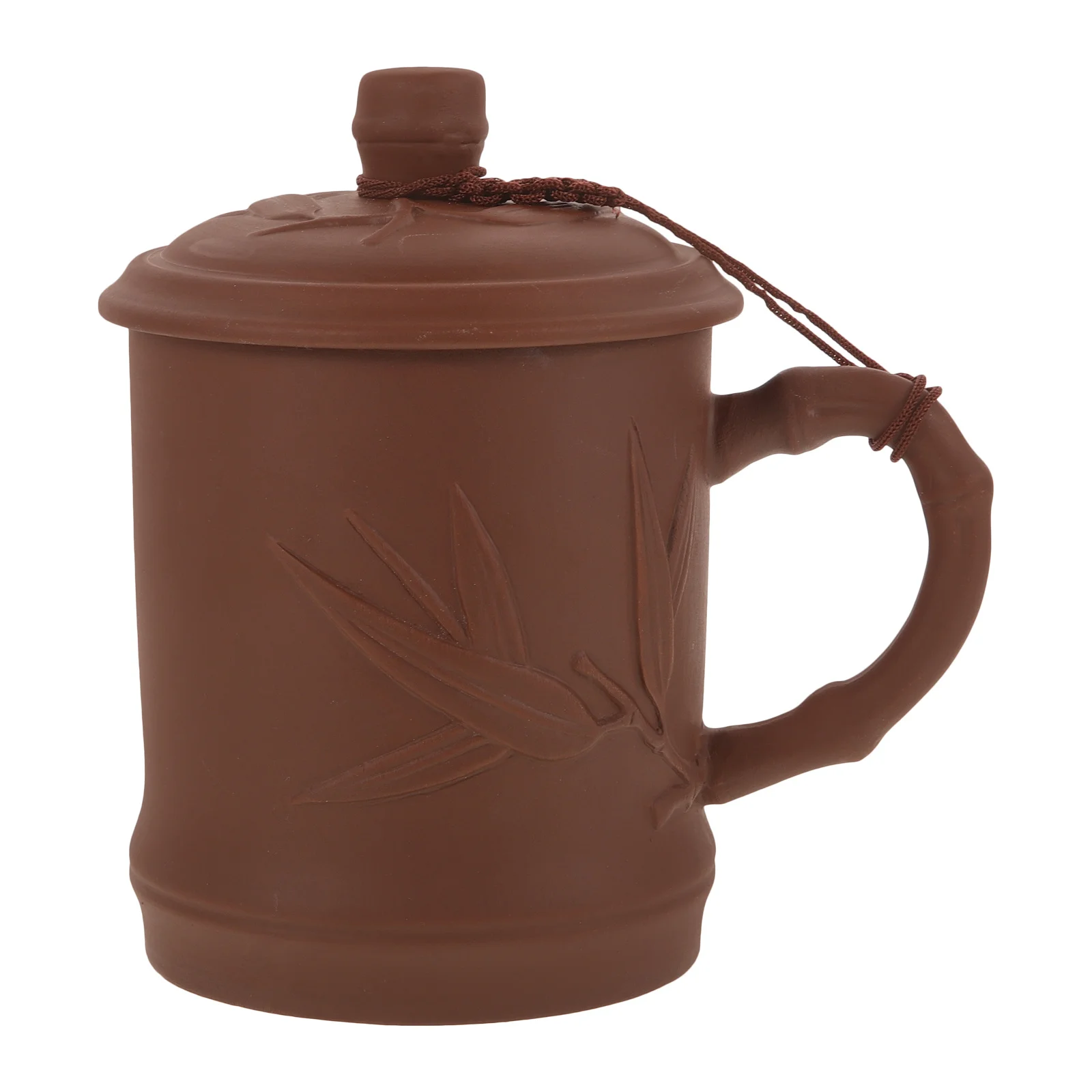 

Stylish Chinese Inspired Tea Cup Purple Clay Ceramic Mug with Lid Handle for Daily Tea Coffee Drinking Home Kitchen Use