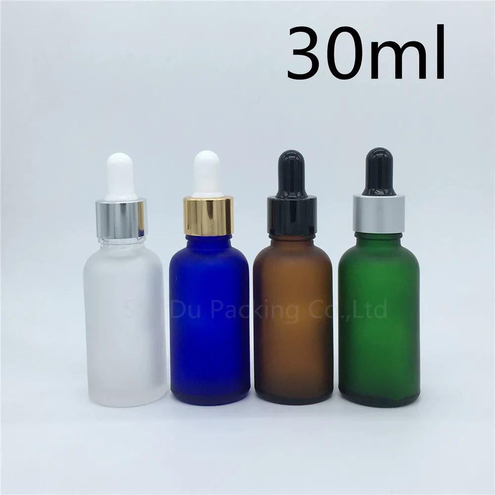 Travel Bottle 500pcs 30ml Amber Green Blue Transparent Frosted Glass Essential Oil bottle, 30cc Glass Perfume Dropper Bottle