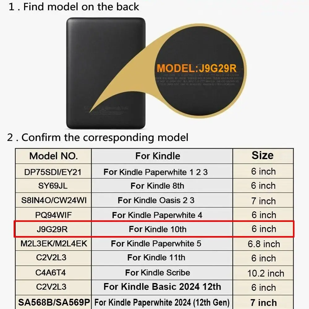 Auto Wake/Sleep 6 inch e-Reader Case Stand 360 Rotation Protective Shell for Kindle 10th Gen-2019 Release (Model No. J9G29R)