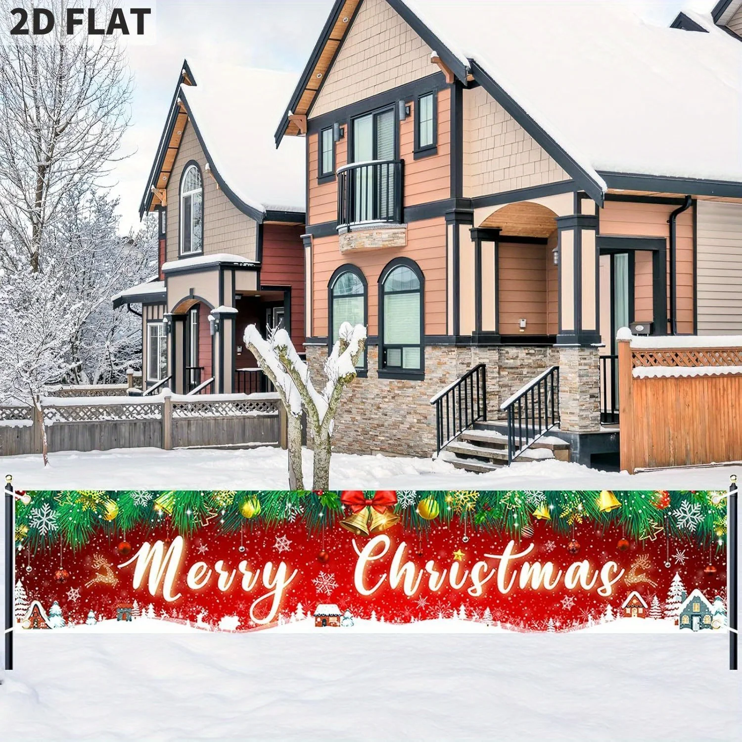 

Large Merry Christmas Yard Banner Green Red Backdrop for Christmas Decorations Outdoor Red Holiday Party Supplies Home Decor