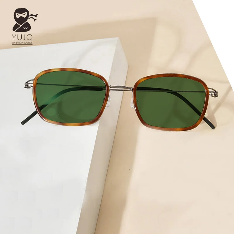 ultra light metal screw free  rectangular UV400 polarized sunglasses for men women's optical prescription myopia reading sunnies