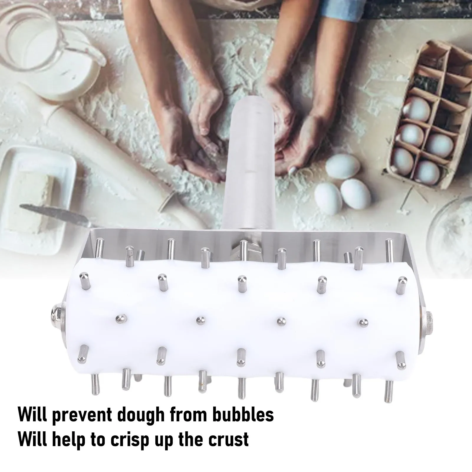 بيتزا عجينة دوكر الفولاذ المقاوم للصدأ المعجنات العجين صانع ثقب البيتزا الأسطوانة مع المسامير لمفرقعات فطيرة الخبز محلية الصنع