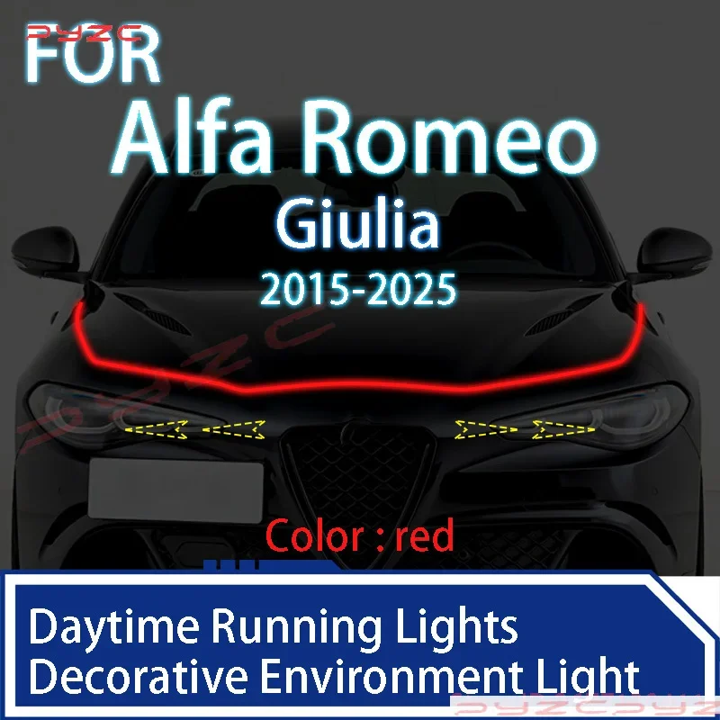 For	Alfa Romeo Giulia 2015-2025	Upgrade LED Daytime Running Light Scan Starting Car Hood DRL Guide Decorative Ambient Lamp 12V