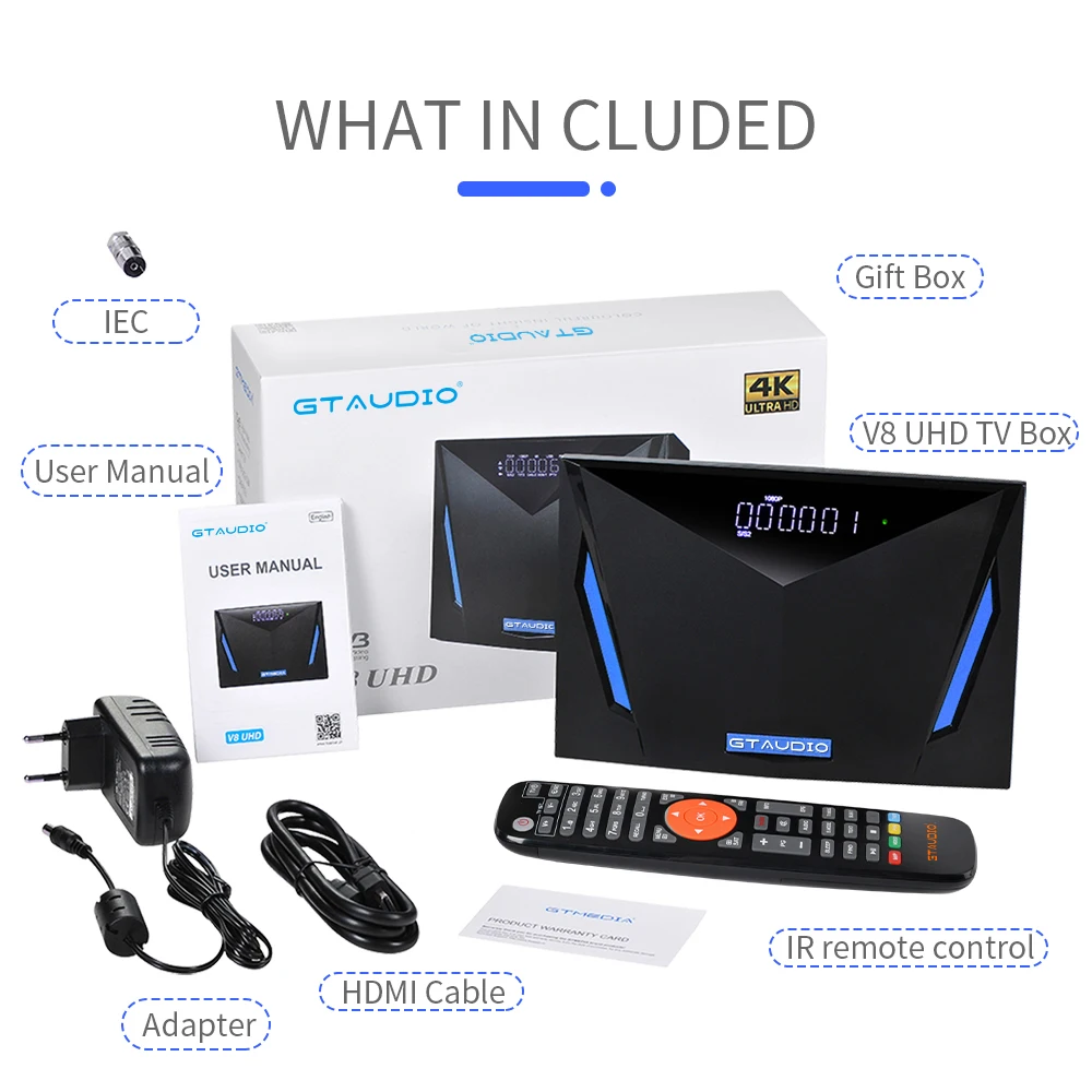GTAUDIO V8 UHD TV Box DVB-S2/S2X 4K TV Decoder Built-in 2.4G WIFI For Life Media Player tdt hd tv receiver Spanish spot