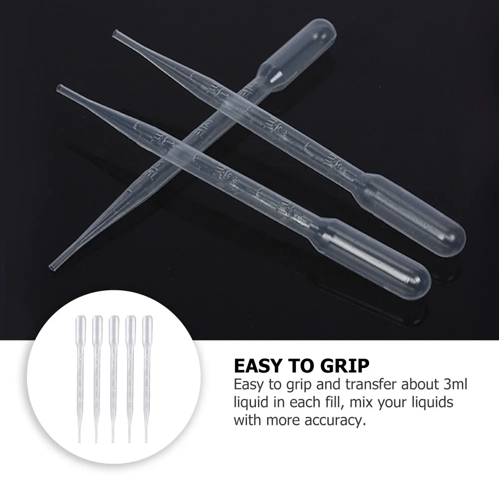 

200pcs 3Ml Plastic Pipettes Graduated Droppers Disposable For Essential Oils Laboratory Perfume Aromatherapy Chemistry Transfer