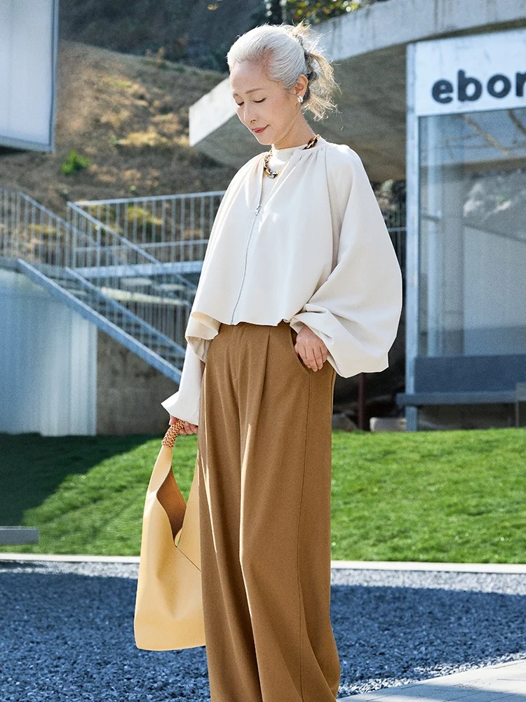 

Casual Short Sleeveless Spring Summer Outerwear for Middle-Aged Women Thin Long Sleeve T-Shirt Cover up Top Loose Fit Fashion