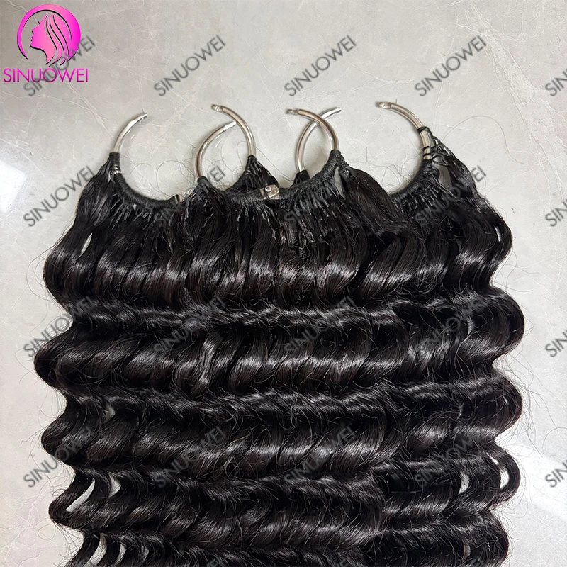 Deep Wave Crochet Human Hair Bundles Boho Braid Hair 100% Remy Pre-Separated Feather Invisible Crochet Hair Extensions For Women image 8