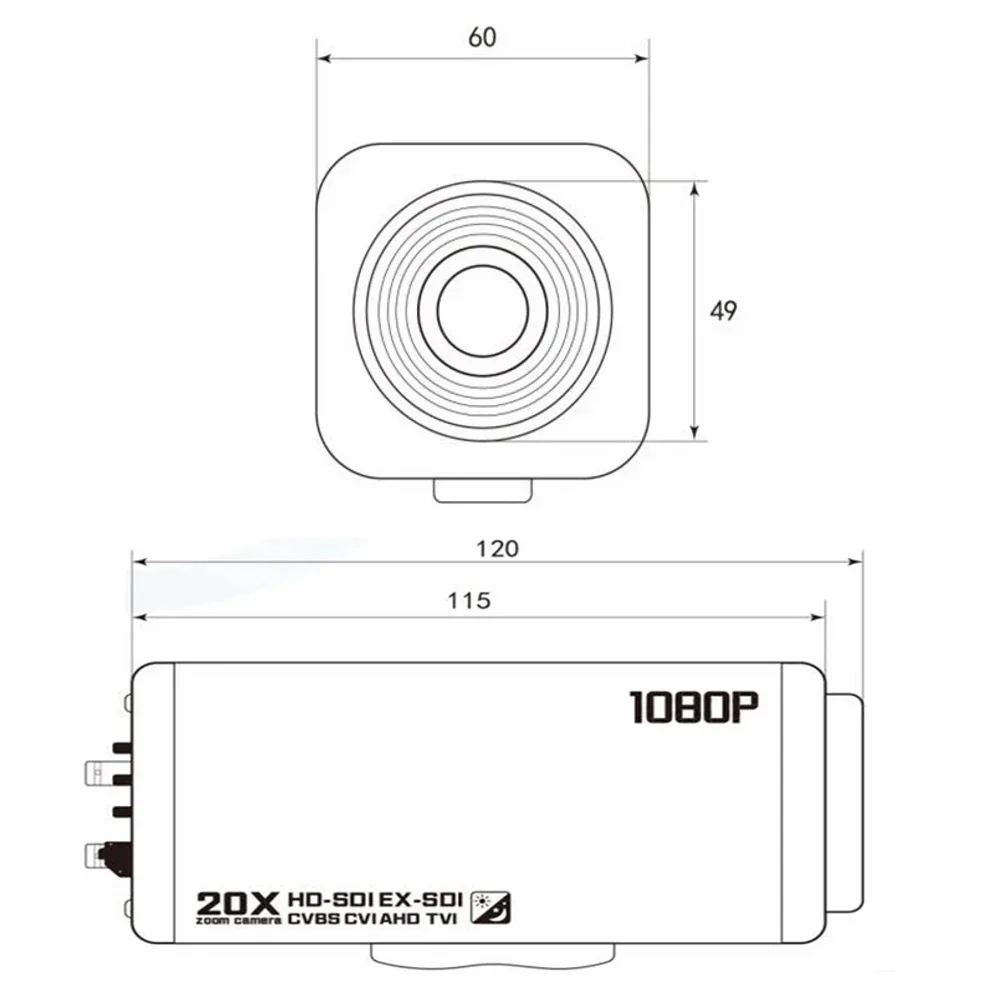 فيديو رقمي Varifocal Zoom 2mp عدسة ثابتة الإسكان 1080p Hd الأمن سوبر منخفضة لوكس Sdi الكاميرا