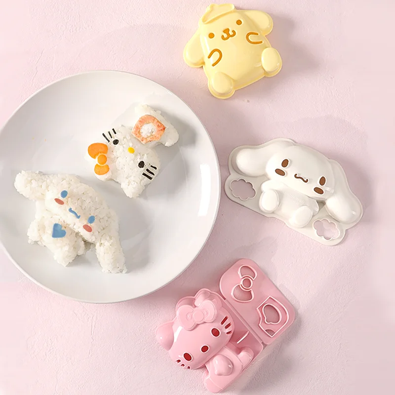 Cute Hello Kitty Sushi Mold Sanrio Cinnamoroll Sushi Mould Sushi Making Kit Anime Packed Rice Ball Mold Kitchen Tool Accessories