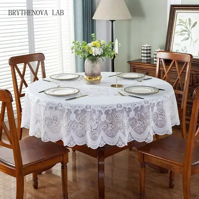 PVC Round Table Waterproof Oil Proof Table Cloth Hot Stamping Tea Coffee Mat Hotel Anti Fouling Tables Towel Cover