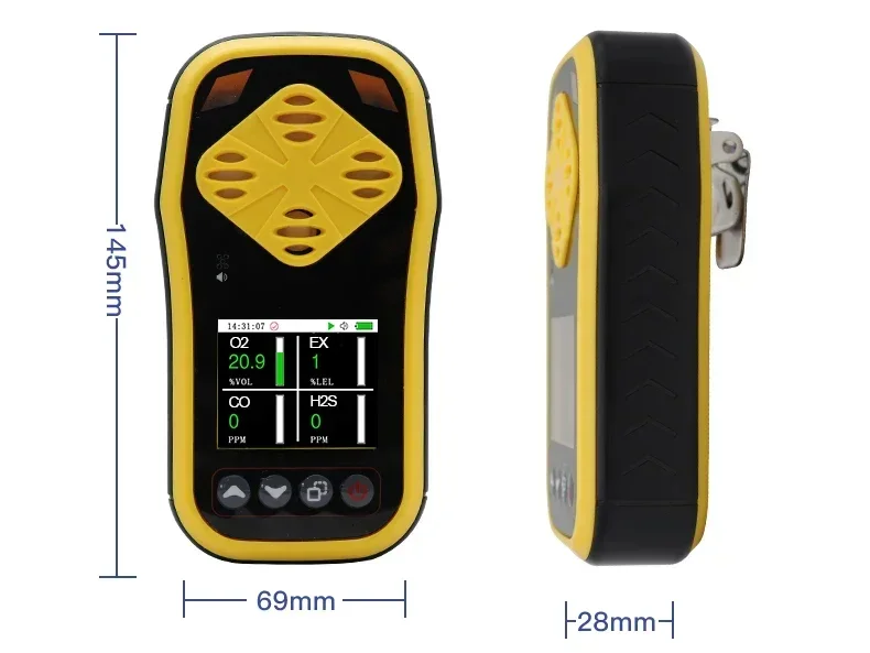 Portable H2S O2 CO EX Multi Gas Analyzer LCD Screen 4 In 1 Gas Detector For Industrial