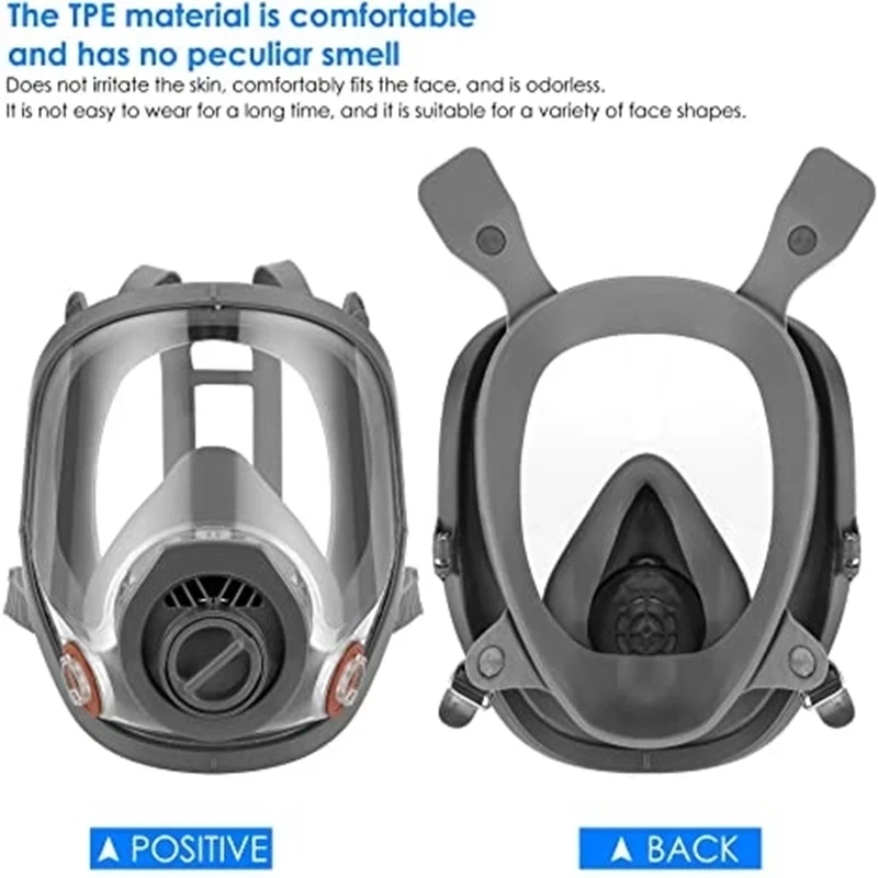 3 Interface Full Face Gas Mask Adjustable Facepiece Painting Spraying Chemical Respirator Dust mask Combination for MMM 6800 Typ