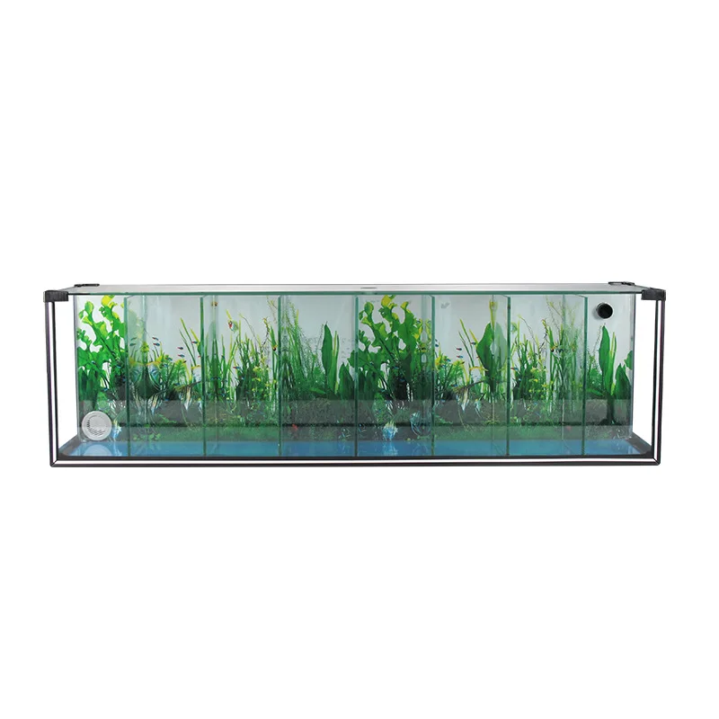 Creative glass betta tank desktop small multi-grid isolation area self-circulation filtration water-free fish tank ecological