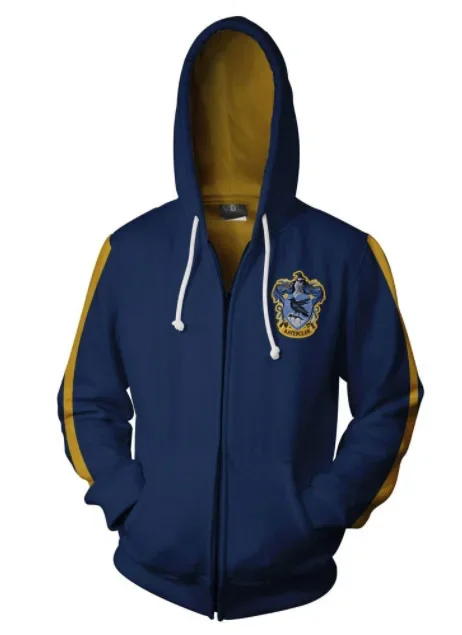 new Harried Cosplay College Gryffindor Badge Sweatshirt Zipper Hooded Sweater Porter Slytherin Hufflepuff Ravenclaw Top Jacket