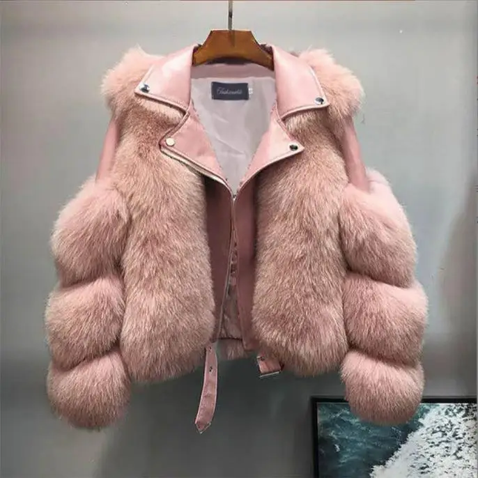 

Faionable ort Spliced Fur Coat Young Sle Artificial Fur Jaet Long Sve Workwear Sle Women's Coat