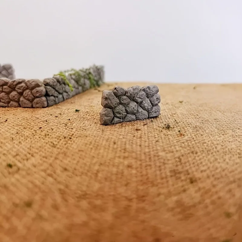 15pcs Miniature Stone Wall Resin Models Architectural Scene Decorations for Model Gardens And Miniature Landscapes Fence Decor