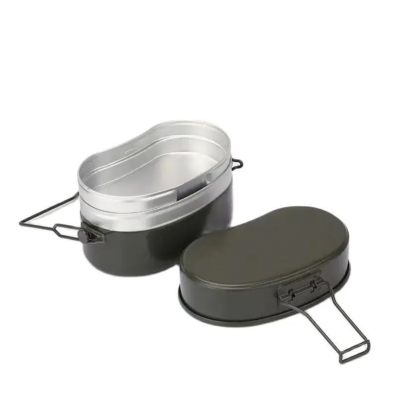 

1.9L Military Mess Kit Camping Cookware Fast Cooking Tool Outdoor Nonstick Army Green Aluminum 3 Piece Mess Tin