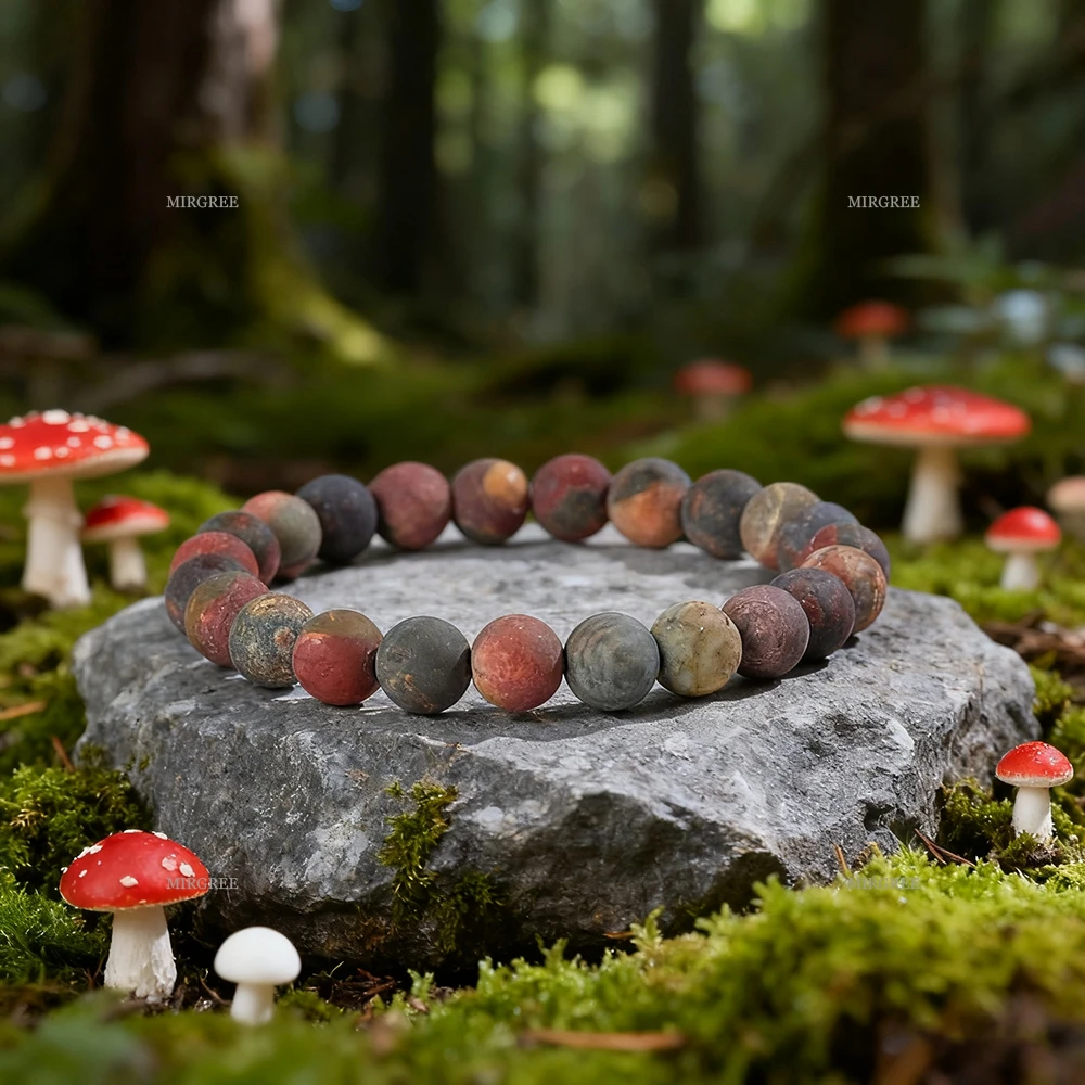 قطعة واحدة من سوار الخرز الحجري الطبيعي متعدد الألوان، ملحق لون الأرض مع خصائص كريستال الشفاء، ملابس يومية #3