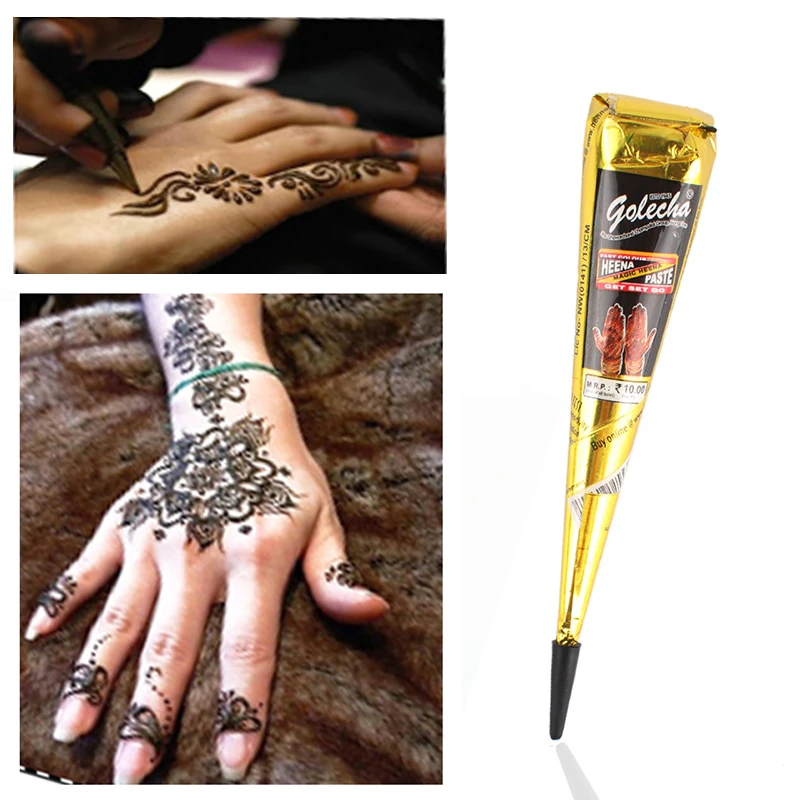 Pasta de tatuaje de Henna india Natural negra, 25g, para tatuaje temporal, pintura corporal, cono de crema artística, tinta para tatuaje DIY, 1 ud.