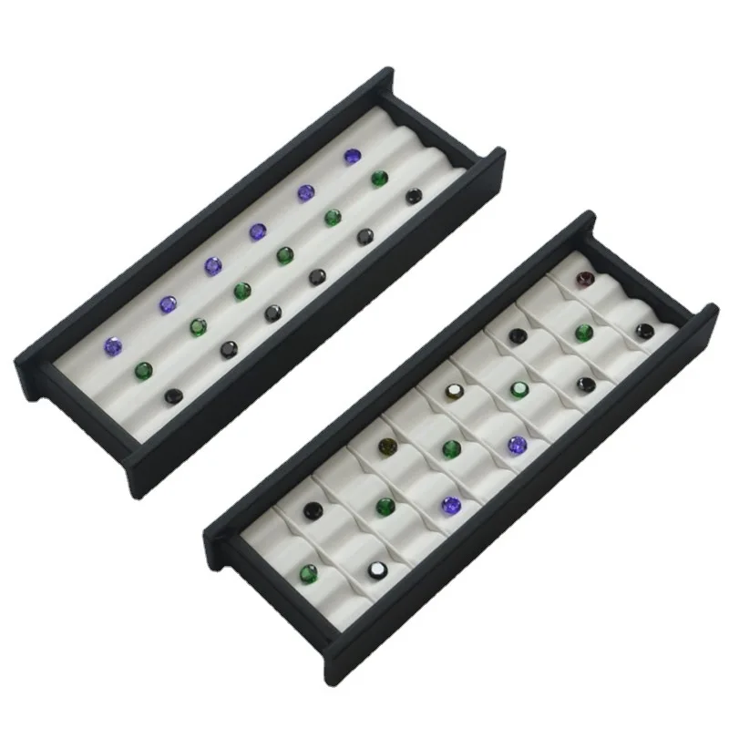 PU Leather Bare Stone Gemstone Jewelry Box Magnet Stone Storage Display Box Gem Display Counter Exhibition Lid V Groove Box