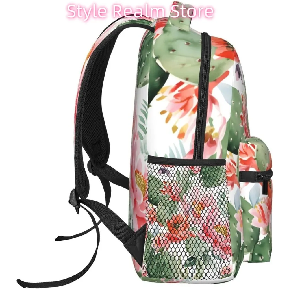 Mochila ligera para ordenador portátil con diseño de flor de Cactus del desierto, mochila informal de viaje multiusos, mochilas universitarias Unisex para hombres